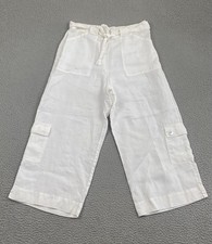 Bryn Walker Linen Wide Leg Crop Pant Womens S White Lagenlook Relaxed Coastal