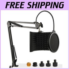 Portable Microphone Isolation Shield with Pop Filter
