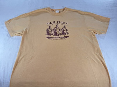 #ad Old Navy Men#x27;s Large Beige T Shirt Vintage Graphic Logo quot;Known Around the Worldquot; $7.79