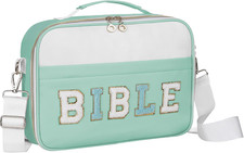 Large Bible Bag for Women with Shoulder Strap, Multi-Pocket Carrying Case for Gi