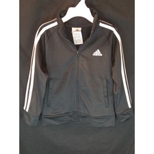 Adidas Tracksuit Set Kids 4T Black White Three Stripe Jacket Pants Outfit