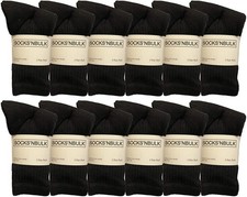 12 Pack of Kids Premium Cotton Crew Socks Black 6-8 - Boys Crew Sock