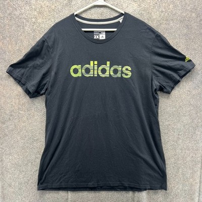 Adidas Shirt Mens 2X Black Crewneck The Go Tee Performance Spell Out Cotton