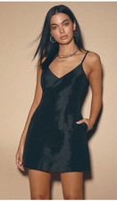 Lulus My Desire Black V-Neck Mini Dress Sleeveless Strappy Size Small