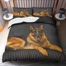 German Shepherd Dog Duvet Quilt Cover Double Bedding Set Pillowcase