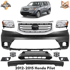 Front Bumper Cover Fascia Paintable & Grille Assembly For 2012-2015 Honda Pilot