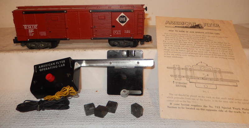 American Flyer NEW Looking, Uncat, Rare 957 ERIE Operating Box Car Complete 1957