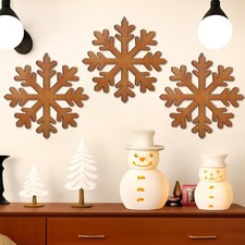 3 Pack Large Wooden Snowflake Sign 11.8 Inch Christmas Wall Decor Rustic Snow...
