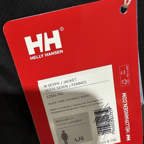 NWT Helly Hansen Women Black Seven J Waterproof Rain Regular Fit Jacket Size L - Picture 11 of 17