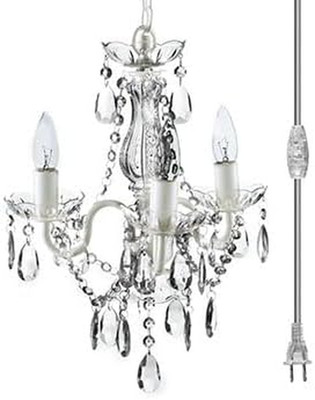 Brink House 3-Light Crystal White Swag Chandelier with Metal Frame and Acrylic C