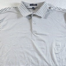 Peter Millar Crown Crafted Polo Shirt Mens XL Gray Striped Short Sleeve Golf