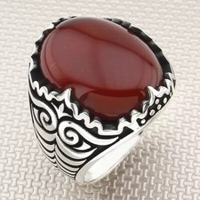 Nat&uuml;rlich Rot Onyx Herren Ring 925 Sterlingsilber Statement Ring, Alle Gr&ouml;&szlig;en