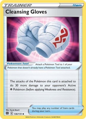 4x Pokémon TCG Cleansing Gloves 136/172 Brilliant Stars Regular Playset
