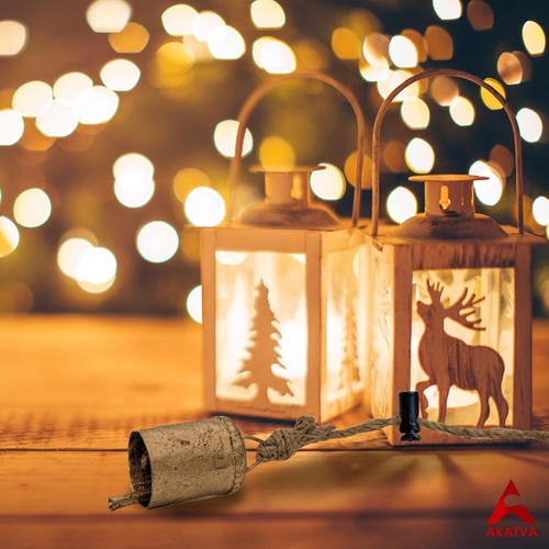 Gold Christmas Ornaments Set Vintage Bells Rustic Hanging Tree Decorations 10pc - Imagen 7 de 7