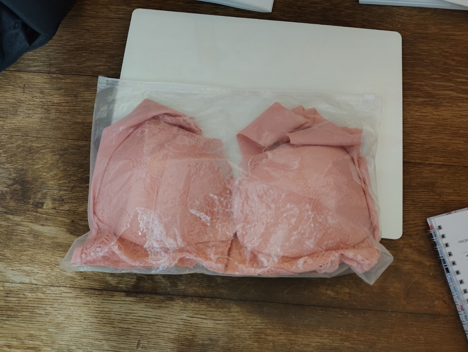 Lacey Pink Size Large Front Hook And Eye Closure Padded Seamless Wide Strape Bra