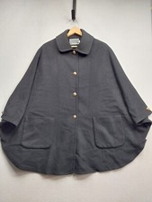 Vintage Spencer Douglas Poncho Womens Size Large Cape Wool Blend Black Button Up