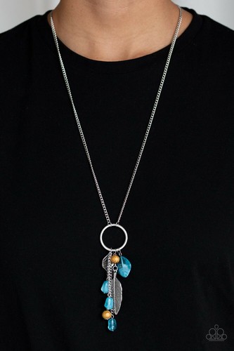 Sky High Style Blue Feather Necklace 