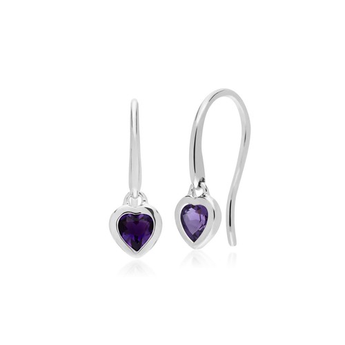 Boucles D'oreilles Clous En Argent Sterling .925 Avec Améthyste - Modèle Goutte/guillemet - Silverly