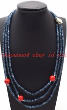 New Natural 3 Rows 2x4mm Faceted Kynaite Red Coral Gems Beads Necklace 17-19in