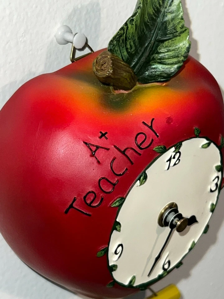 Fib Burton and Burton Red Apple A Plus Teacher Wall Clock 5.5x4.5 Ceramic Gift - Image 4 of 4