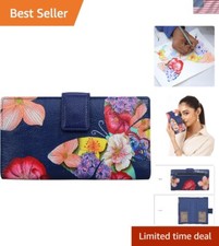 Women's Original Leather Hand-Painted Two Fold Organizer Wallet