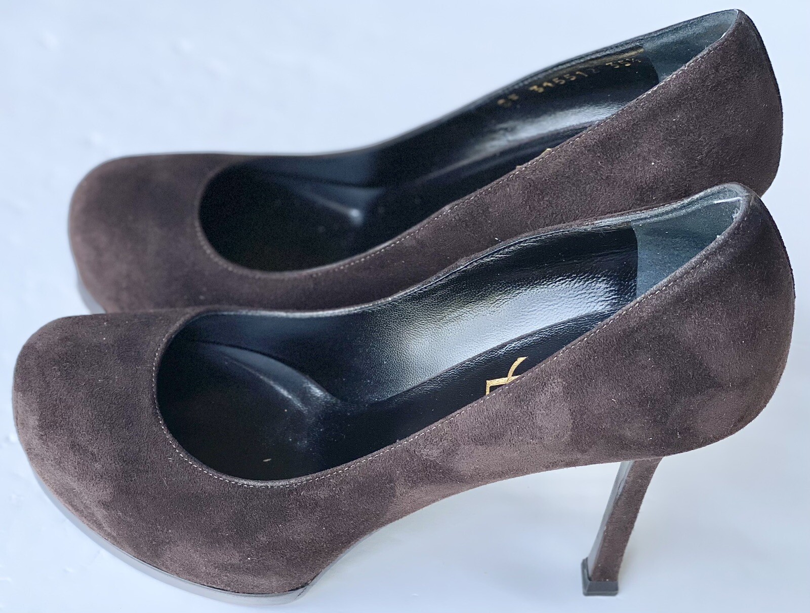 Décolleté in pelle scamosciata marrone Yves Saint Laurent Tribute tacchi a stiletto taglia 35 5 usate