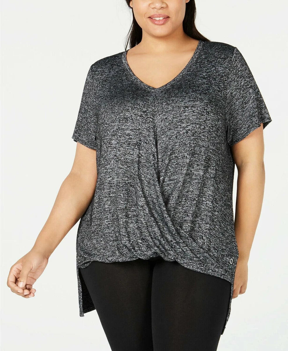 Calvin Klein Performance Plus Size Draped Top Black Size 3X