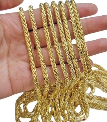 Real 10K Yellow Gold 5mm Wheat Palm Franco Spiga Chain Necklace 18''- 28'' Hollow