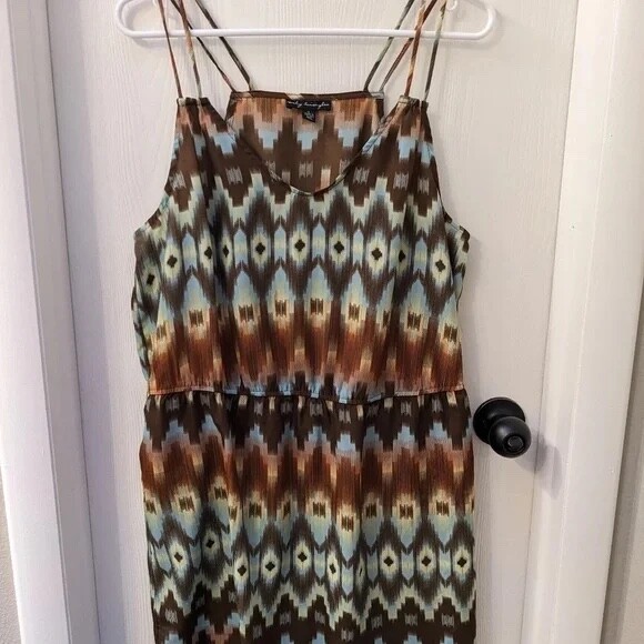 City Triangles pattern print spaghetti dress wome… - image 1