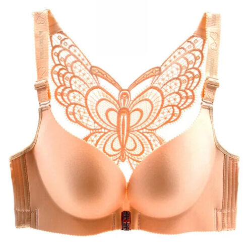 Schwarz 38C sexy BHs einfarbig nahtlos vorderer Verschluss Push Up BH Damen Dessous Top - Bild 11 von 12
