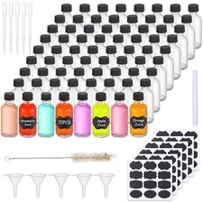 72 Pack 2oz Small Clear Glass Bottles with Lids Boston Round Sample Bottles