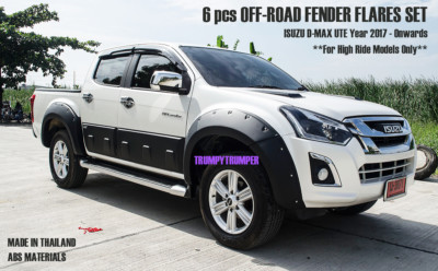 MATTE BLACK OFF-ROAD FENDER FLARES WHEEL ARCHES FOR ISUZU D-MAX UTE 2016 - 2019