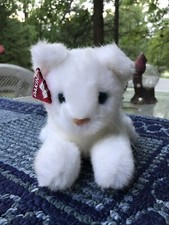Rare Dakin Stuffed White Cat, Blue Eyes, With Tag Vintage Exc. Condition