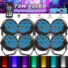 10PC Rechargeable Par Lights 72W RGB Battery Wireless 12LED DJ Uplights w/Remote