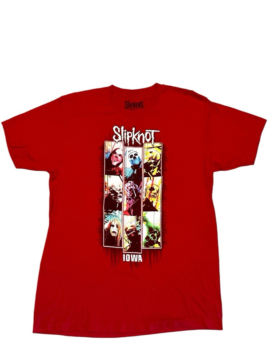 Slipknot Iowa Panel Group Masks Nu Metal Band 2021 Red T-shirt