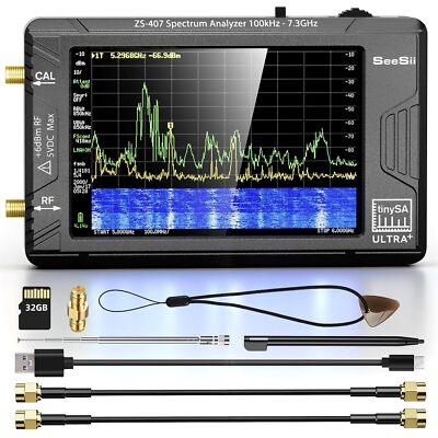 TinySA Ultra+ 4 Inch Spectrum Frequency Analyzer 100kHz-7.3GHz MF/HF/VHF UHF