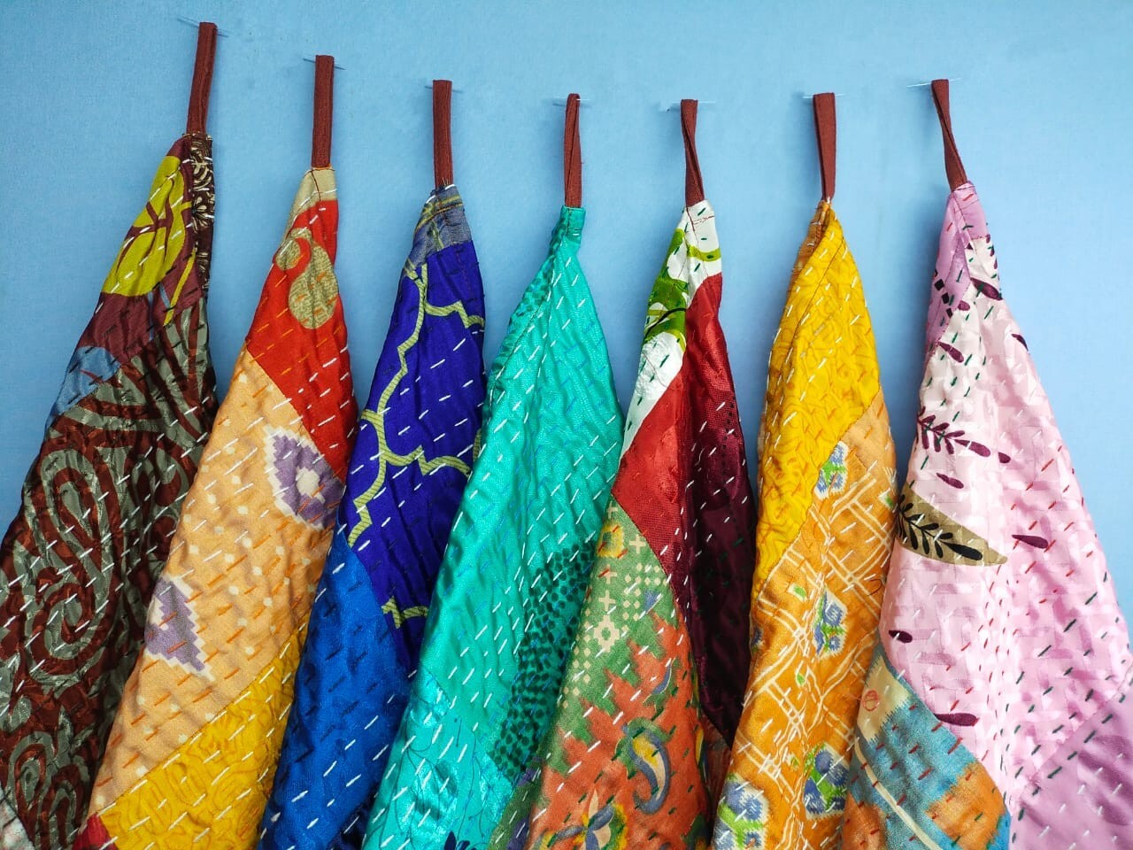 Patchwork Handmad Mixto Surtido Conjunto De 10 Piezas De Colección Kantha Colgante Lazo Toalla