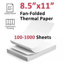 100-1000 Sheets 8.5" x 11" Thermal Printer Paper US Letter Size Thermal Papers