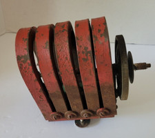Red Vintage Antique 5 Bar Telephone Hand Crank Generator Magneto