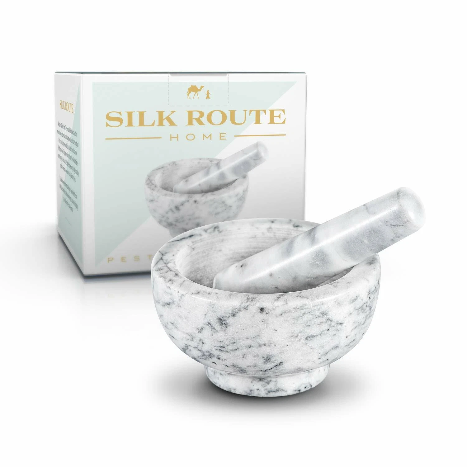 Marble Stone Pestle and Mortar Set, Spice & Herb Crusher by Silk Route Home
Opens in a new window or
