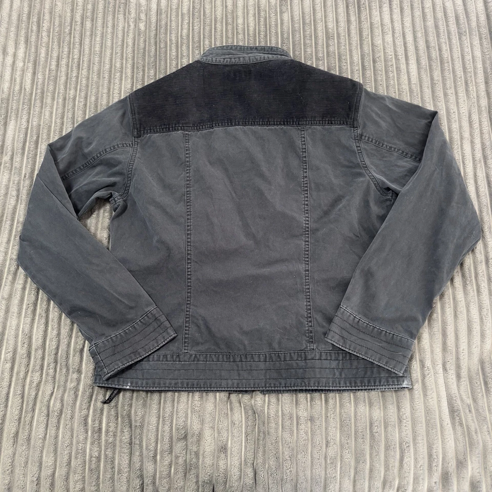Columbia Moto Jacket Womens L Black Full Zip Canvas Light Weight Corduroy Patch - Image 2 of 4