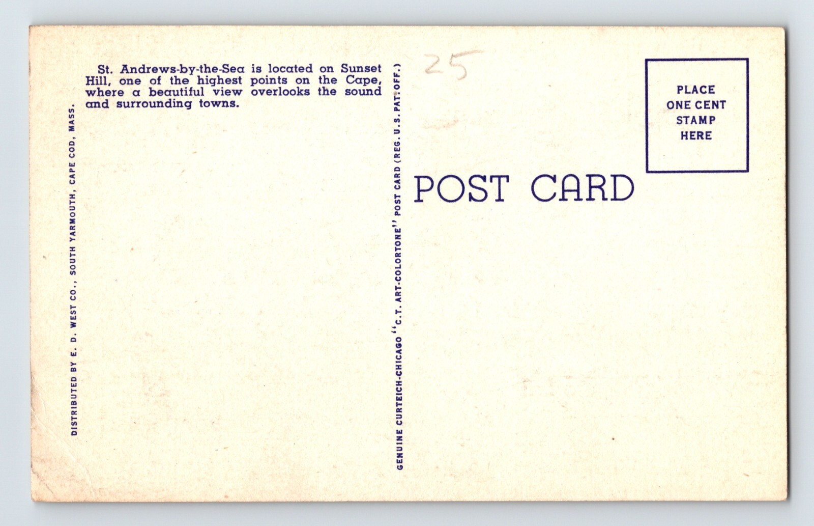 Postcard Massachusetts Cape Cod MA W Hyannisport St Andrew By Sea 1940s