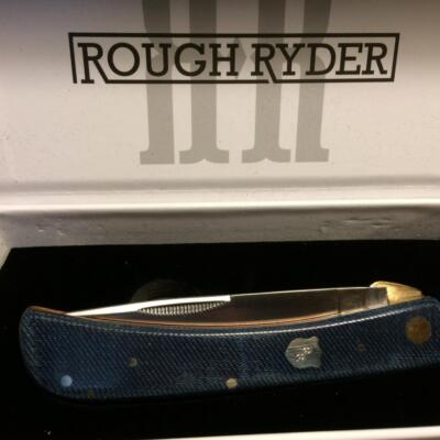 Rough Ryder Faded Blue Jeans Denim Micarta Work Knife 4 5/8'' Pocket Knife RR2347