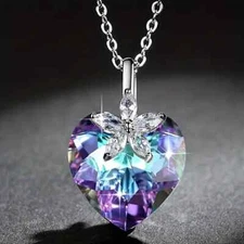 Exquisite Heart-Shaped Crystal Pendant Necklace Women