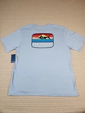 Medium HUK Men’s Performance Fishing Shirt Sunset Marlin Light Blue /Crystal Sky