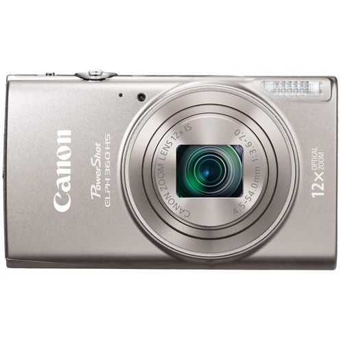 Canon PowerShot ELPH 360 HS WiFi 12x Optical Zoom 20.2 MP Digital Camera silver