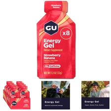 Energy Gel 8 Count Strawberry Banana 100 Calorie Electrolytes For Training