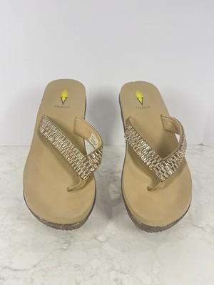 Volatile Embellished Wedge Thong Sandals Women s 9