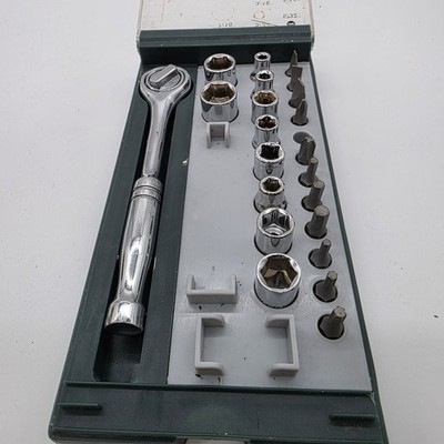 1/4  Drive Socket & Bit Set Ratchet SAE Torx Hex w/ Case Mechanic Tools