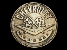 NE27173 VINTAGE 1970s **CHEVROLET CORVETTE** CAR SOLID BRASS BELT BUCKLE